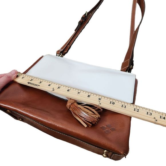 PATRICIA Nash Mollia Brown & White Leather Tassel Satchel Shoulder Handbag - Picture 11 of 11